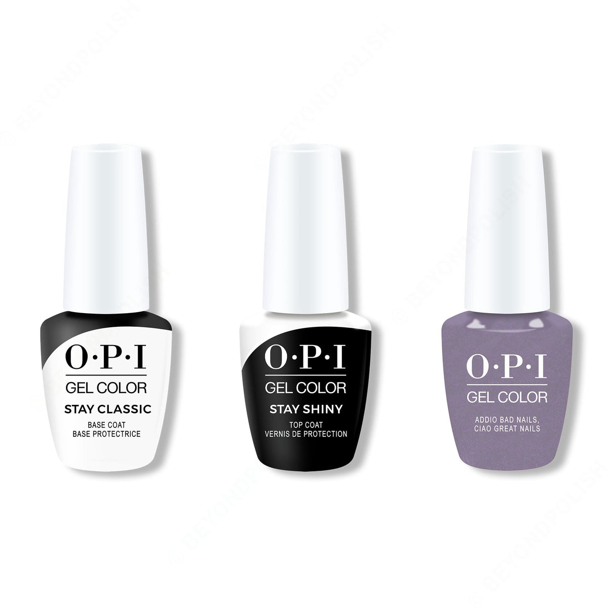 OPI GelColor Combo - Stay Classic Base, Shiny Top & Addio Bad Nails, Ciao Great Nails - Professional Care