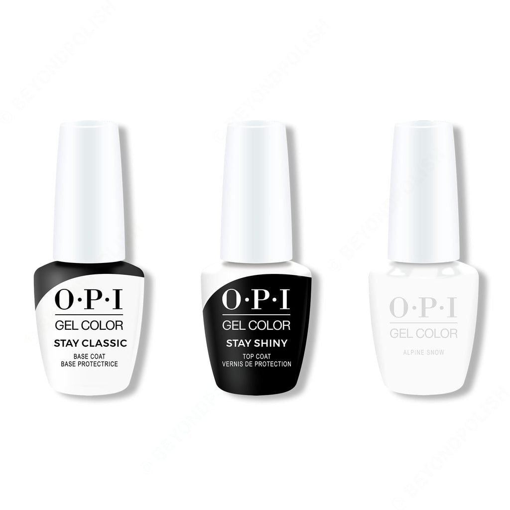 OPI GelColor Combo - Stay Classic Base, Shiny Top & Alpine Snow - Professional Care