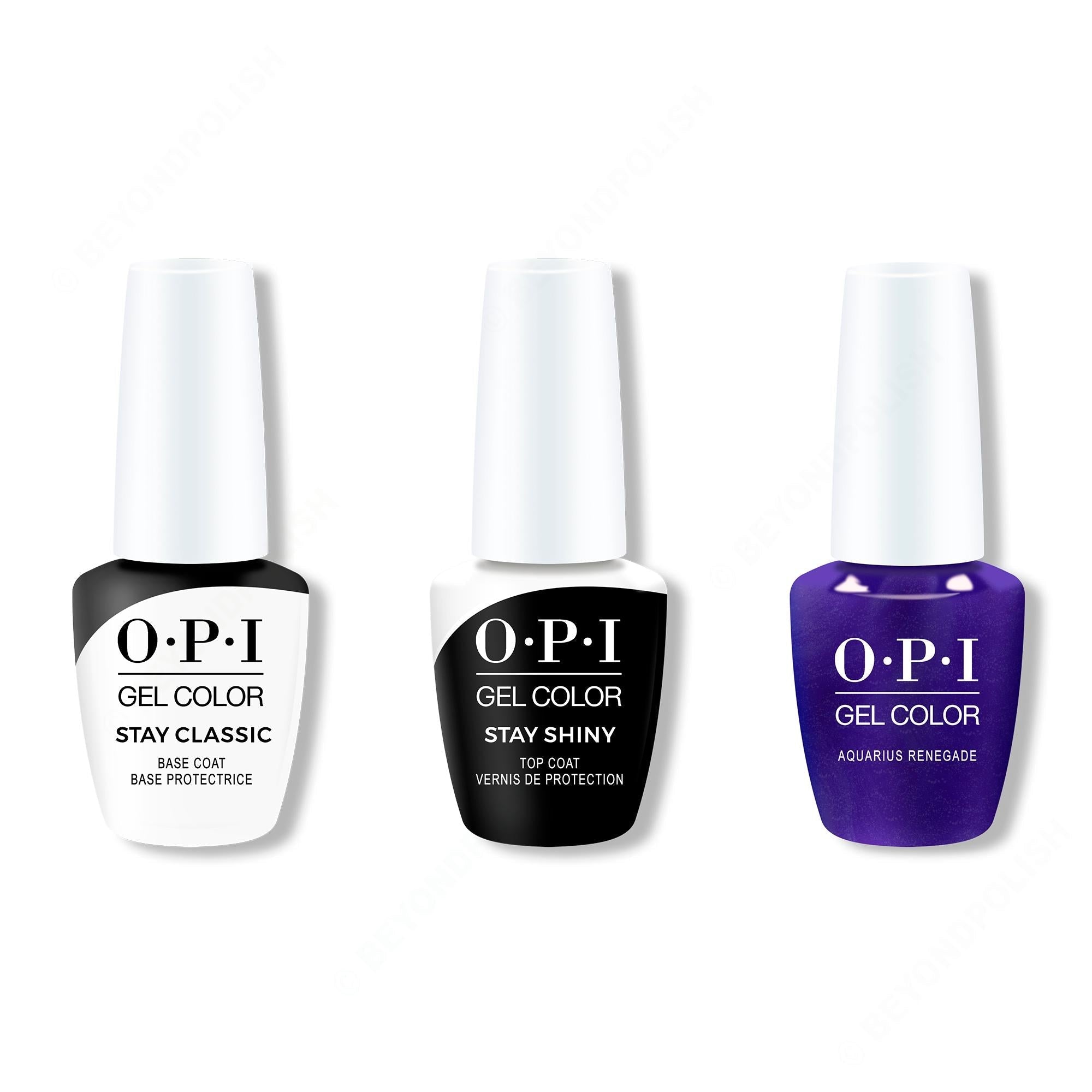OPI GelColor Combo - Stay Classic Base, Shiny Top & Aquarius Renegade - Professional Care