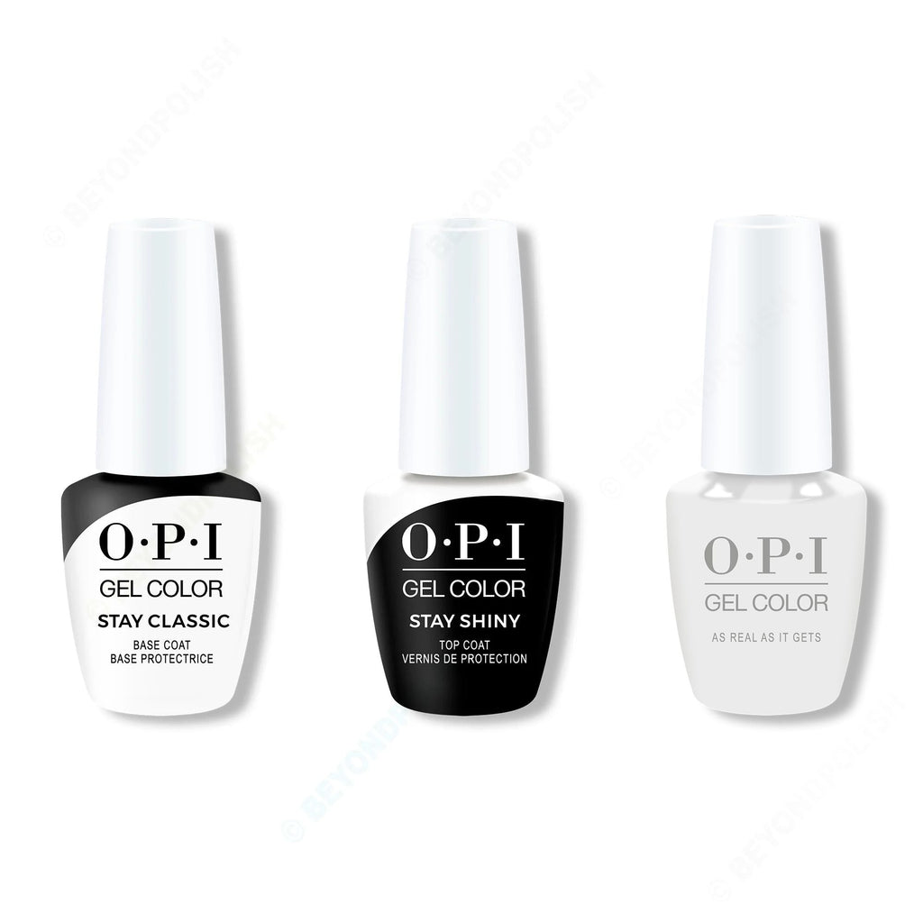OPI GelColor Combo - Stay Classic Base, Shiny Top & As Real As It Gets - Professional Care