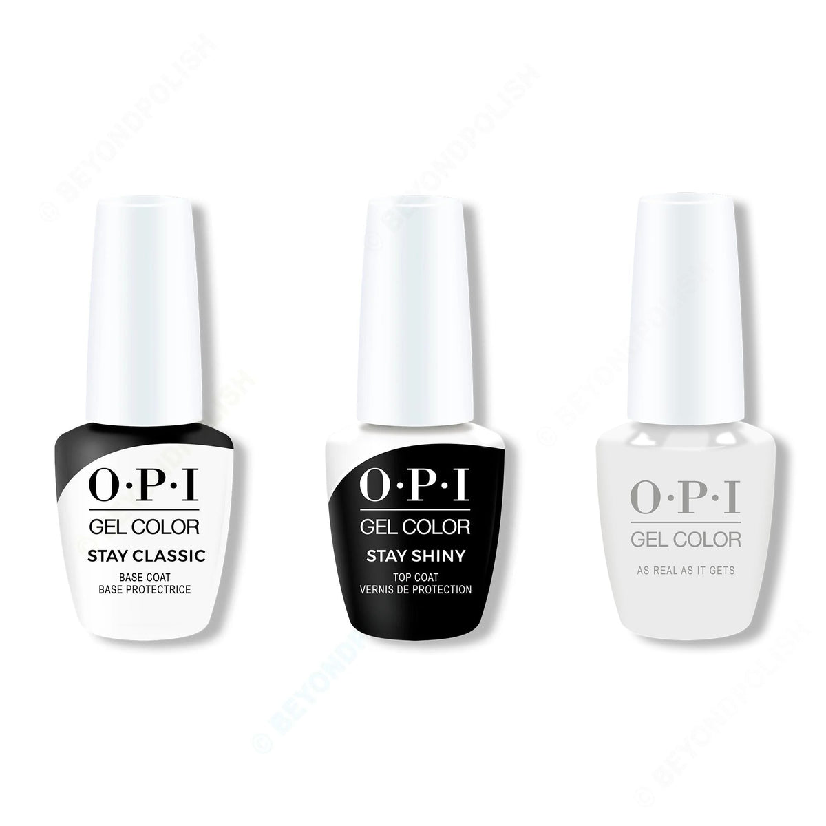 OPI GelColor Combo - Stay Classic Base, Shiny Top & As Real As It Gets - Professional Care
