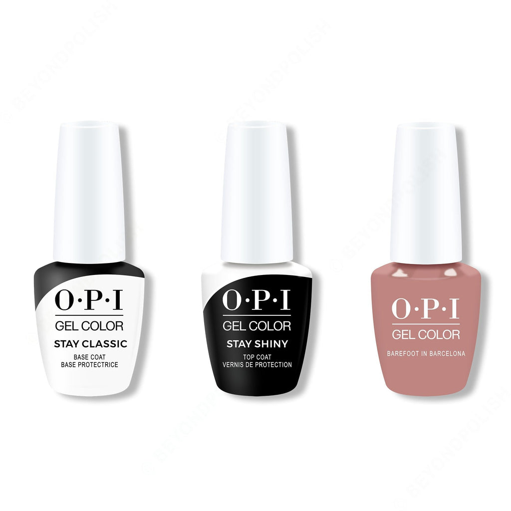 OPI GelColor Combo - Stay Classic Base, Shiny Top & Barefoot in Barcelona - Professional Care