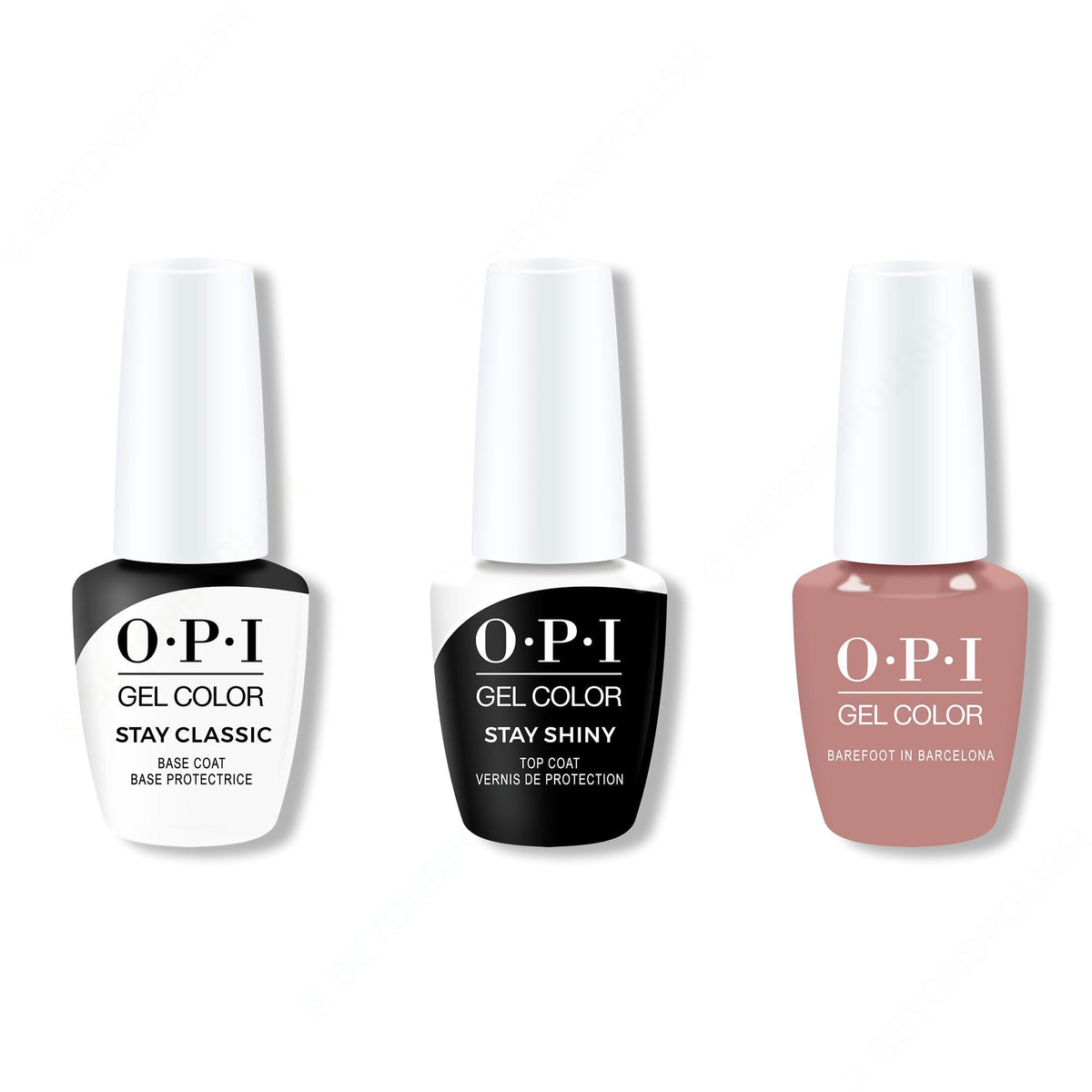 OPI GelColor Combo - Stay Classic Base, Shiny Top & Barefoot in Barcelona - Professional Care