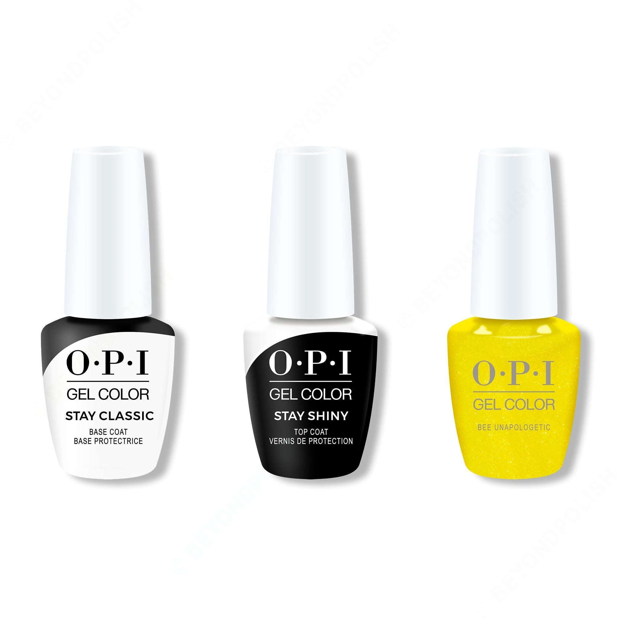 OPI GelColor Combo - Stay Classic Base, Shiny Top & Bee Unapologetic - Professional Care