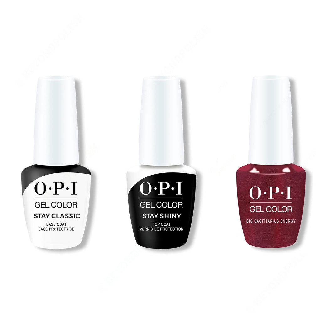 OPI GelColor Combo - Stay Classic Base, Shiny Top & Big Sagittarius Energy - Professional Care