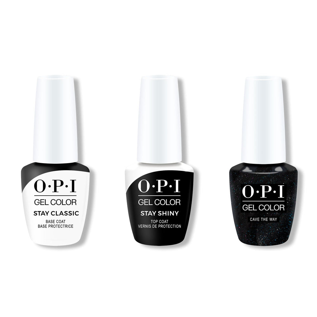 OPI GelColor Combo - Stay Classic Base, Shiny Top & Cave The Way - Professional Care
