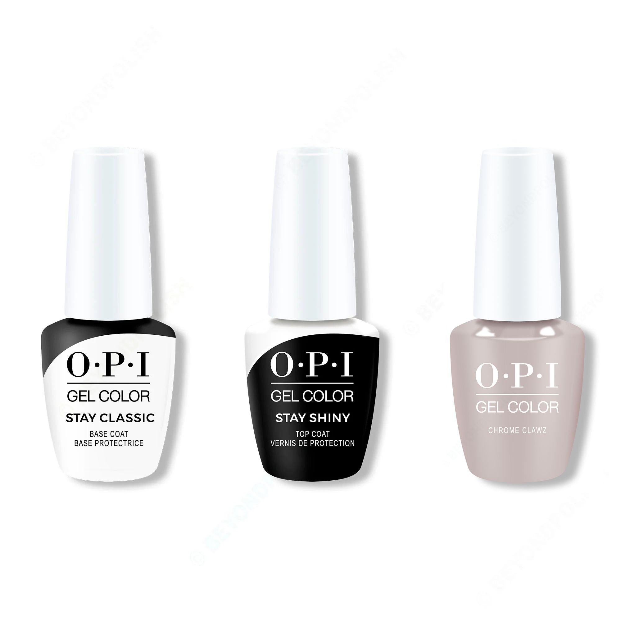 OPI GelColor Combo - Stay Classic Base, Shiny Top & Chrome Clawz - Professional Care
