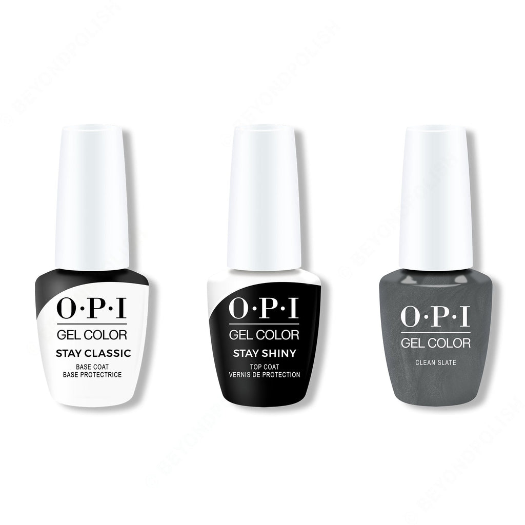 OPI GelColor Combo - Stay Classic Base, Shiny Top & Clean Slate - Professional Care