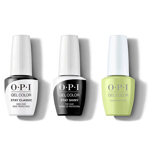 OPI GelColor Combo - Stay Classic Base, Shiny Top & Clear Your Cash - Professional Care