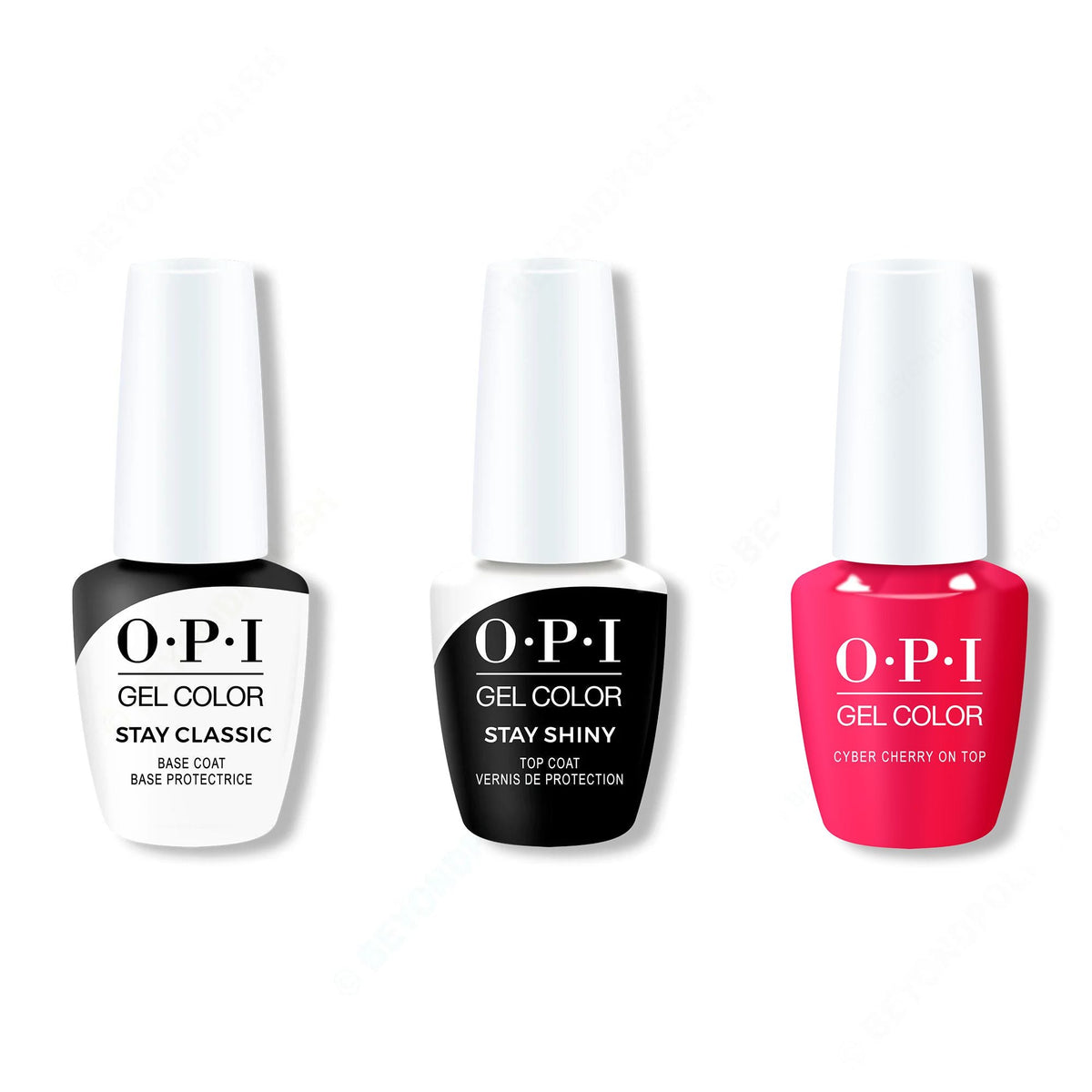 OPI GelColor Combo - Stay Classic Base, Shiny Top & Cyber Cherry on Top - Professional Care
