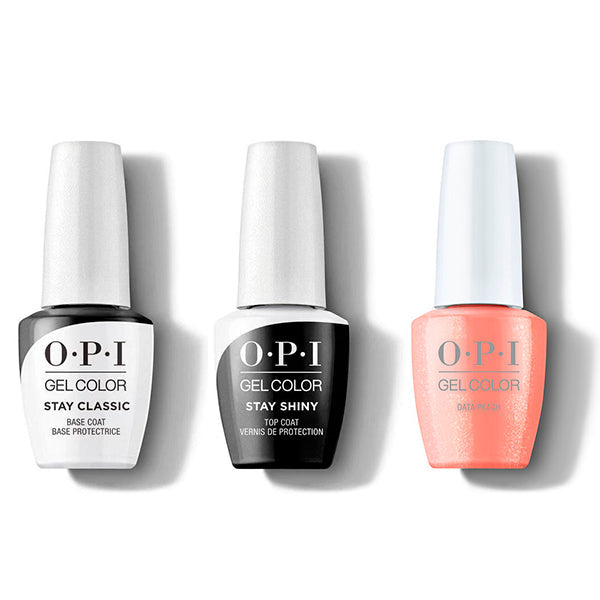 OPI GelColor Combo - Stay Classic Base, Shiny Top & Data Peach - Professional Care