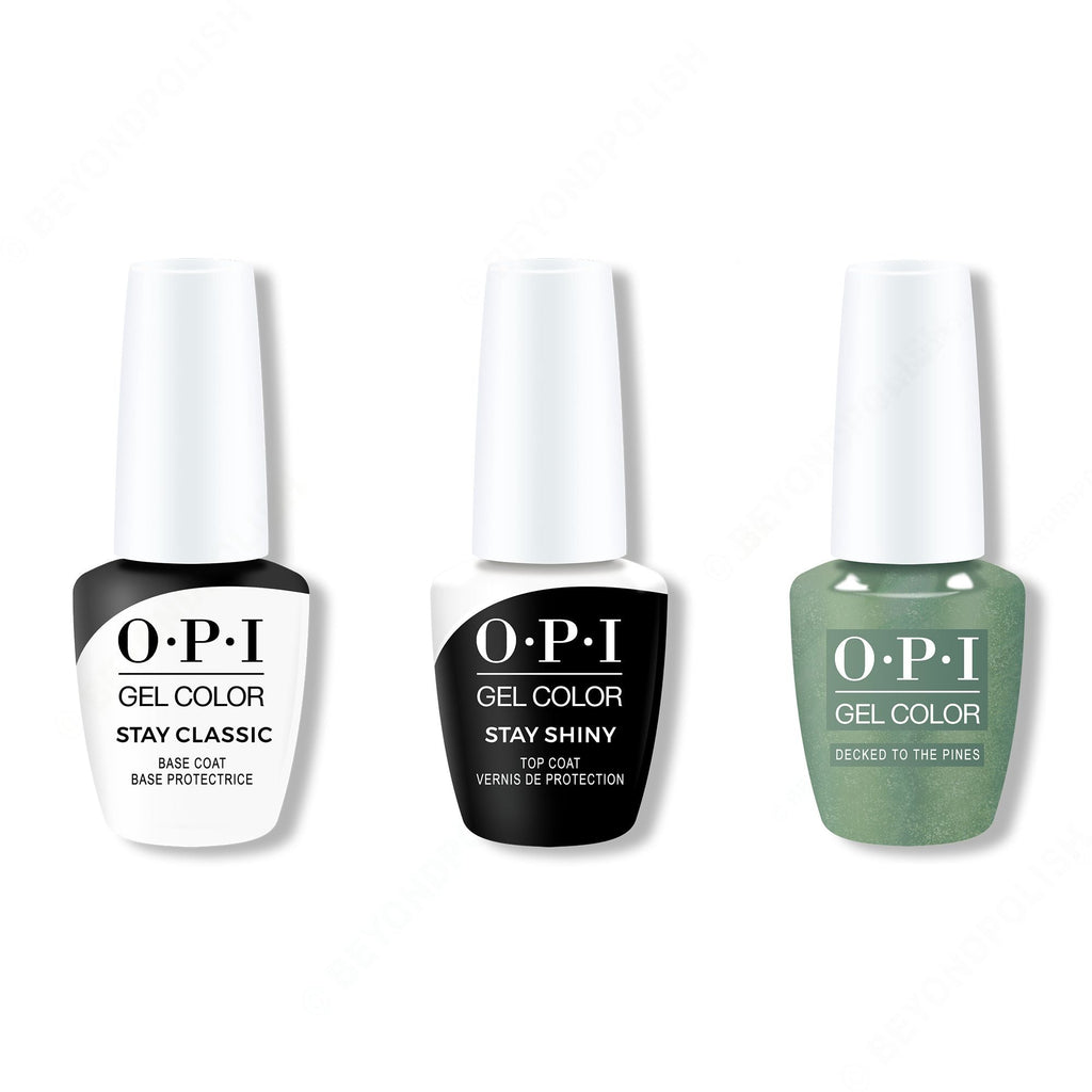 OPI GelColor Combo - Stay Classic Base, Shiny Top & Decked to the Pines - Professional Care