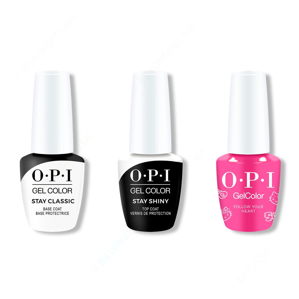 OPI GelColor Combo - Stay Classic Base, Shiny Top & Follow Your Heart - Professional Care
