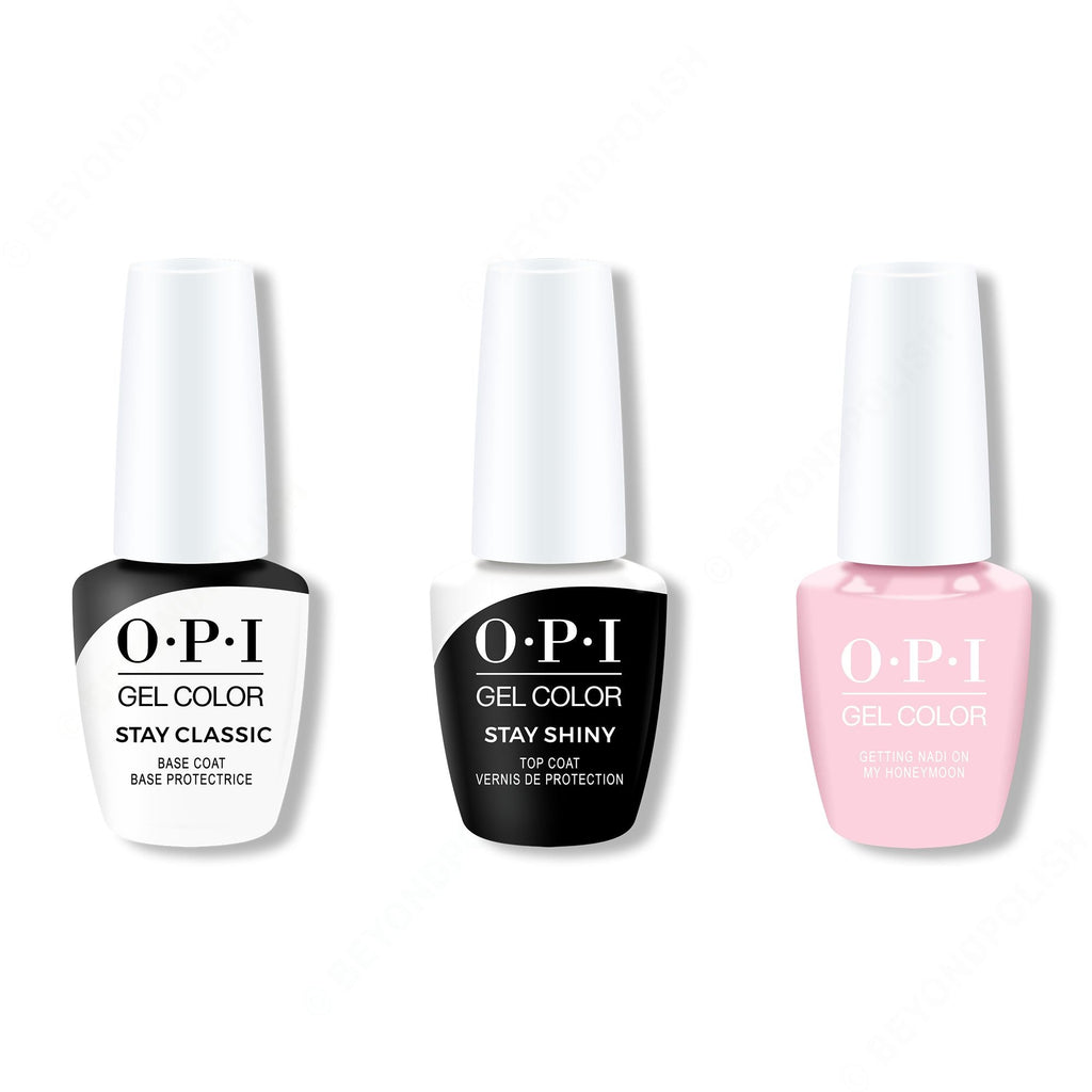 OPI GelColor Combo - Stay Classic Base, Shiny Top & Getting Nadi On My Honeymoon - Professional Care