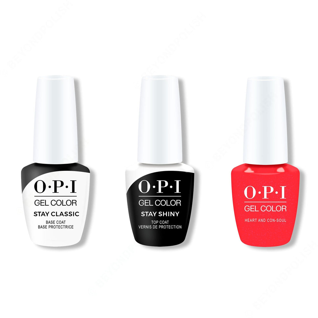 OPI GelColor Combo - Stay Classic Base, Shiny Top & Heart and Con-soul - Professional Care