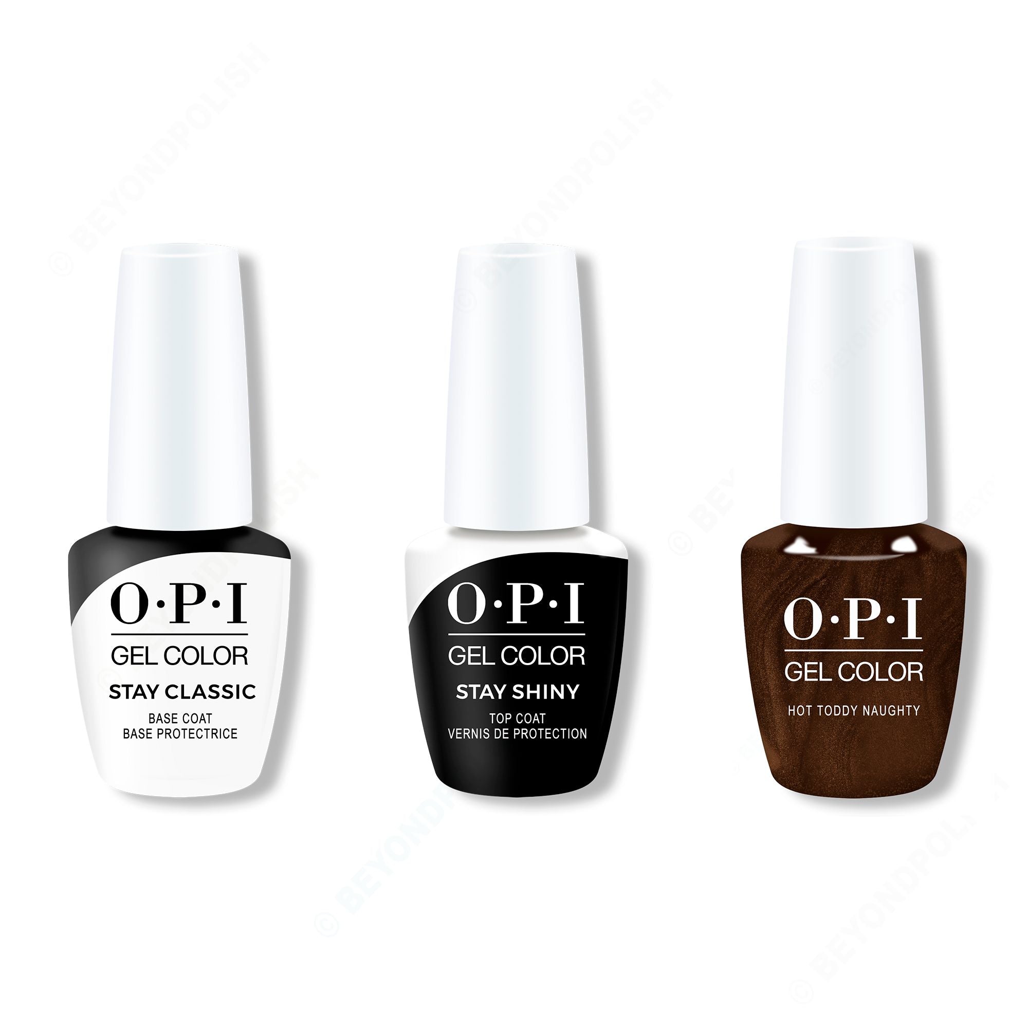 OPI GelColor Combo - Stay Classic Base, Shiny Top & Hot Toddy Naughty - Professional Care