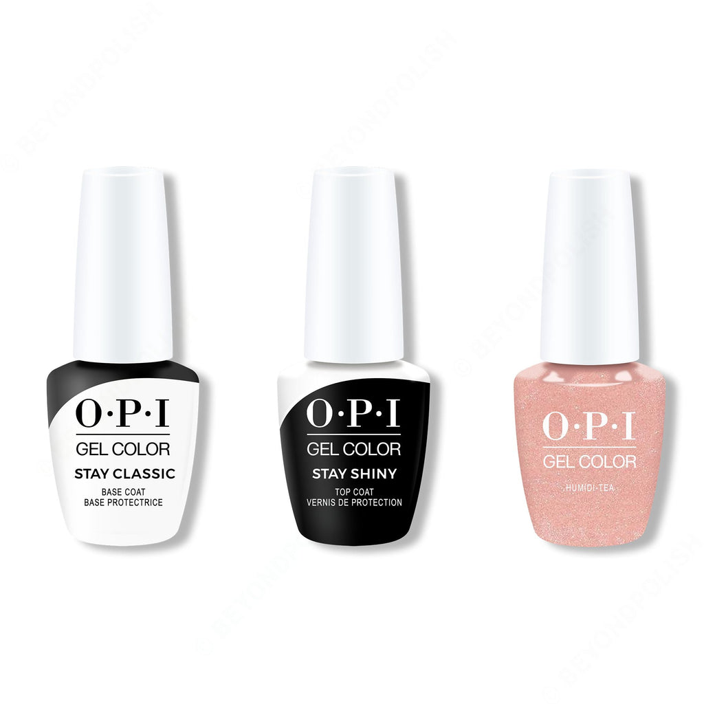 OPI GelColor Combo - Stay Classic Base, Shiny Top & Humidi-Tea - Professional Care