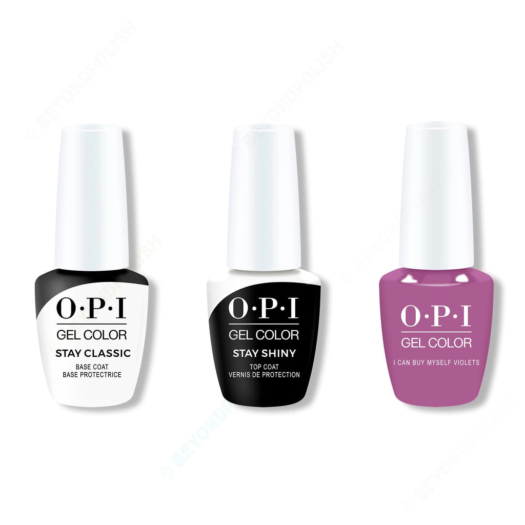 OPI GelColor Combo - Stay Classic Base, Shiny Top & I Can Buy Myself Violets - Professional Care