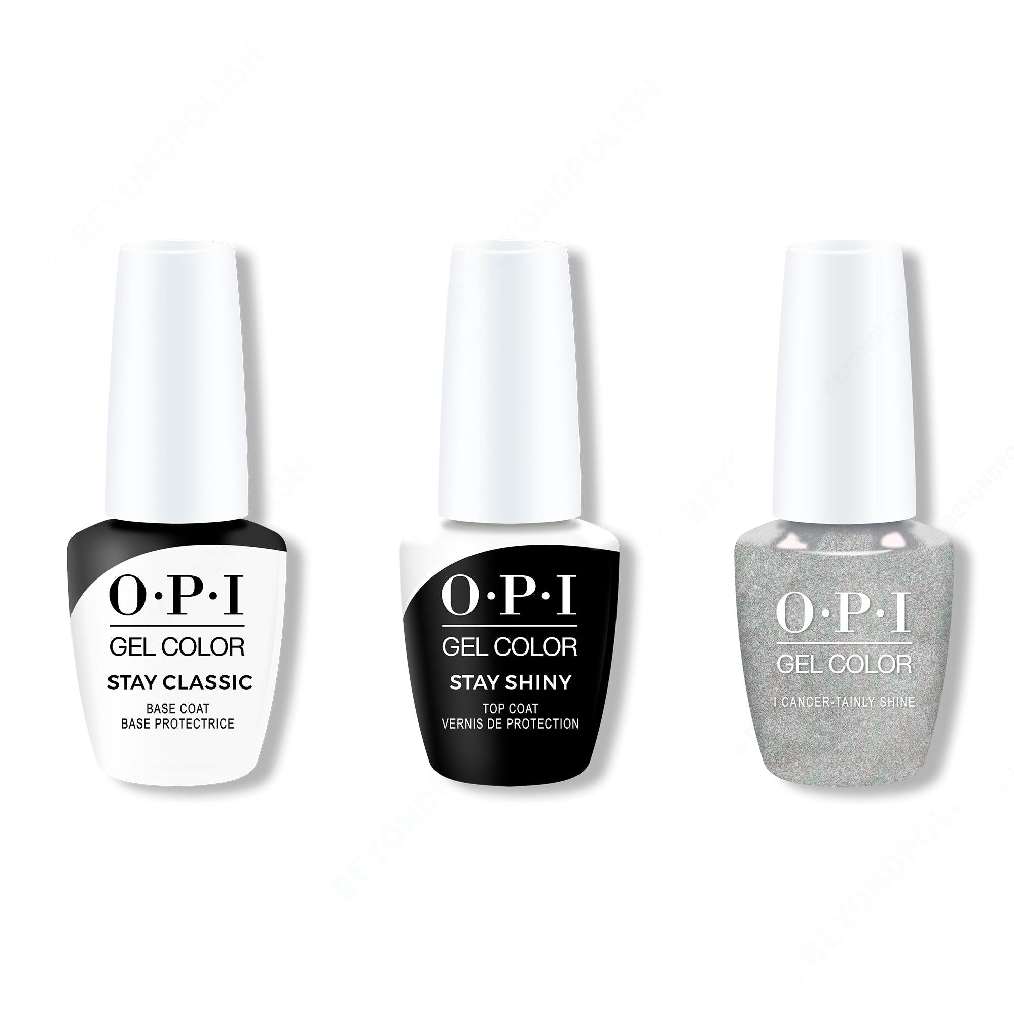 OPI GelColor Combo - Stay Classic Base, Shiny Top & I Cancer-tainly Shine - Professional Care
