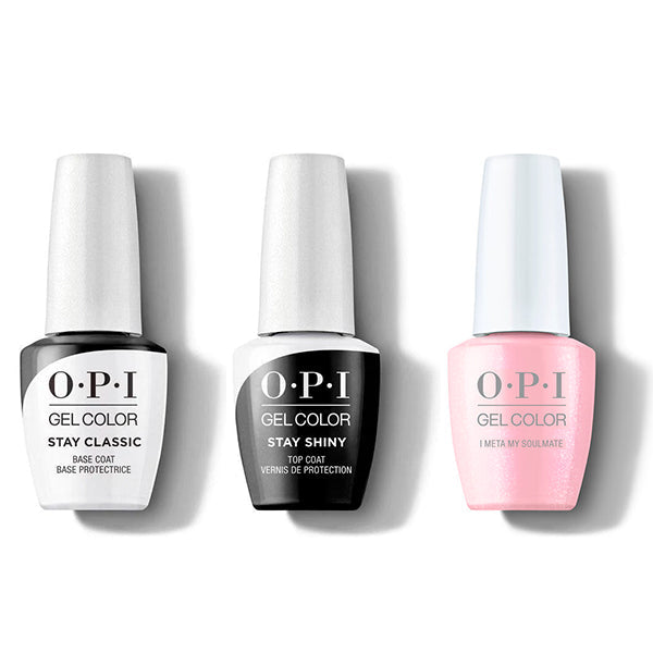OPI GelColor Combo - Stay Classic Base, Shiny Top & I Meta My Soulmate - Professional Care