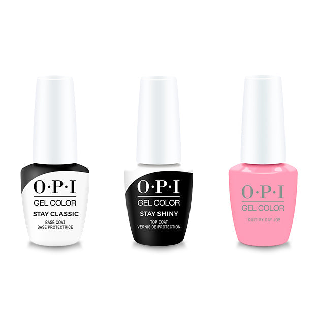 OPI GelColor Combo - Stay Classic Base, Shiny Top & I Quit My Day Job - Professional Care