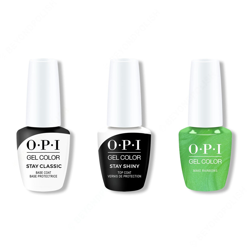 OPI GelColor Combo - Stay Classic Base, Shiny Top & Make Rainbows - Professional Care