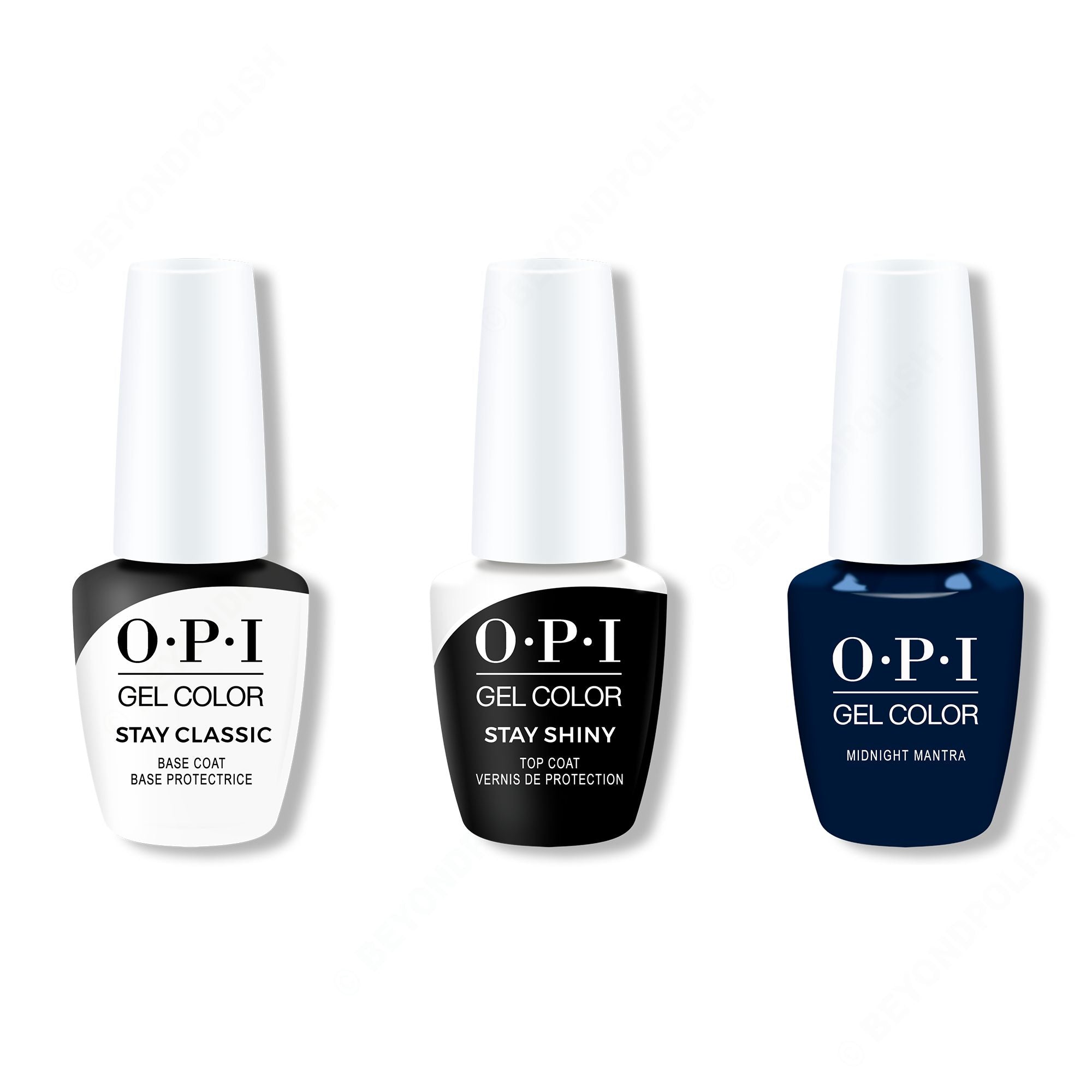 OPI GelColor Combo - Stay Classic Base, Shiny Top & Midnight Mantra - Professional Care