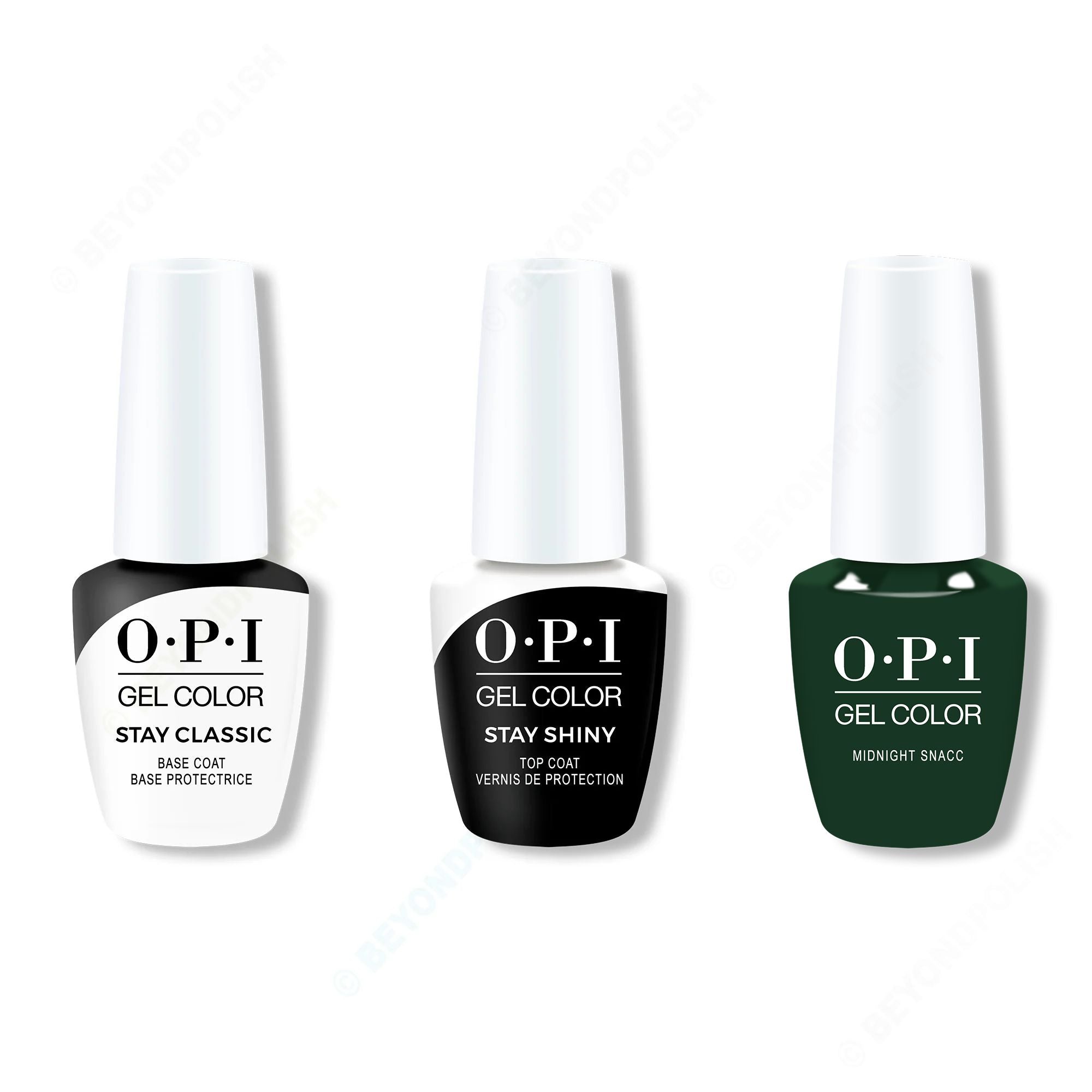OPI GelColor Combo - Stay Classic Base, Shiny Top & Midnight Snacc - Professional Care