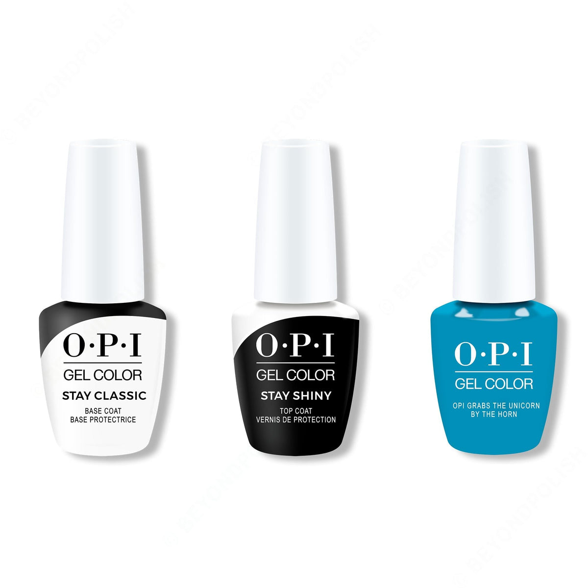 OPI GelColor Combo - Stay Classic Base, Shiny Top & OPI Grabs The Unicorn By The Horn - Professional Care
