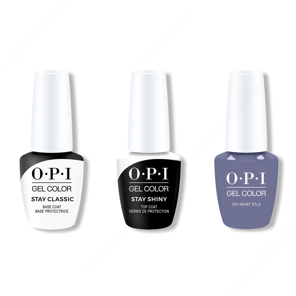 OPI GelColor Combo - Stay Classic Base, Shiny Top & OPI Heart DTLA - Professional Care