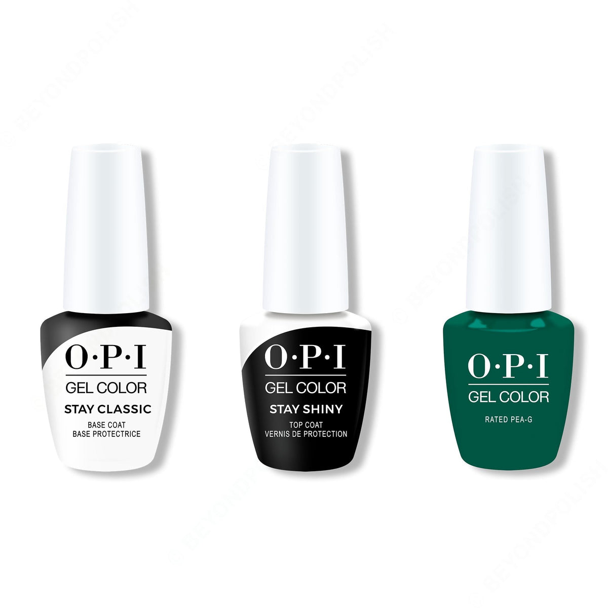 OPI GelColor Combo - Stay Classic Base, Shiny Top & Rated Pea-G - Professional Care