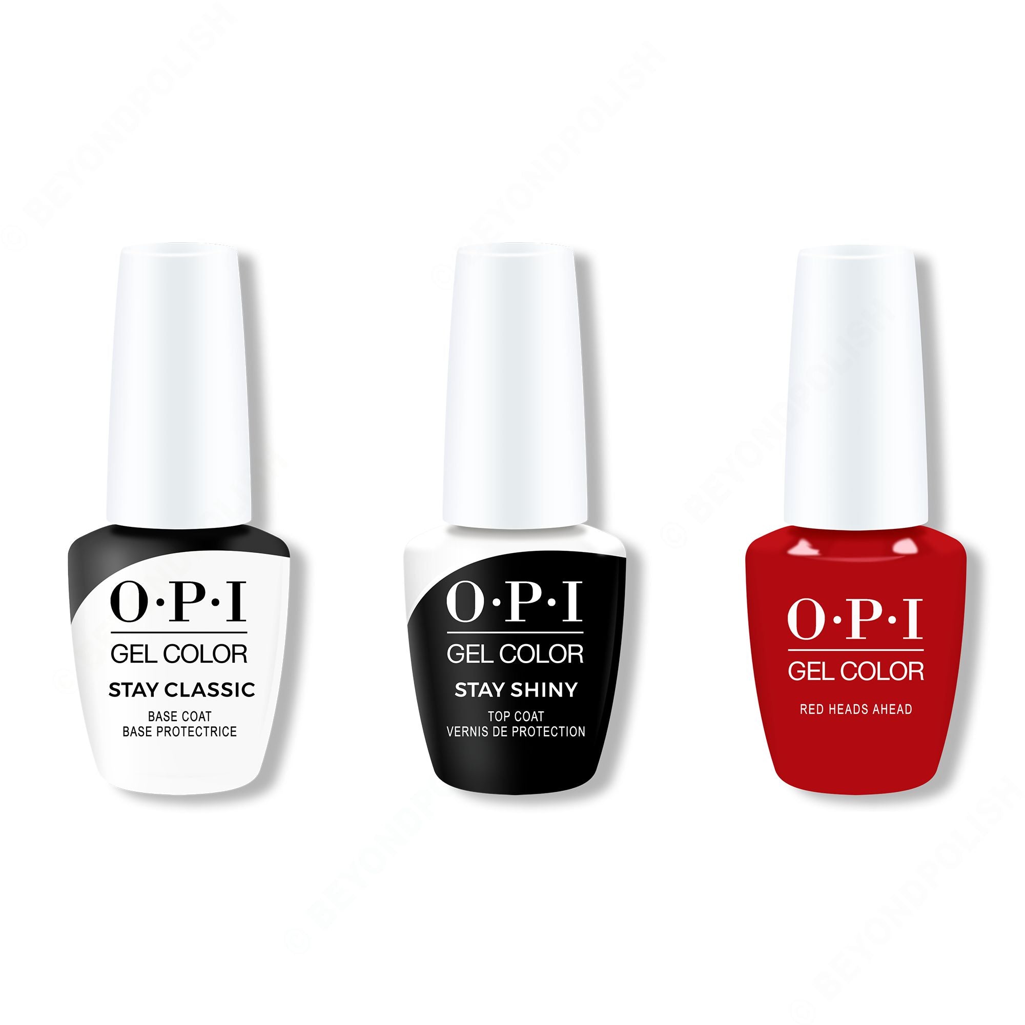 OPI GelColor Combo - Stay Classic Base, Shiny Top & Red Heads Ahead - Professional Care