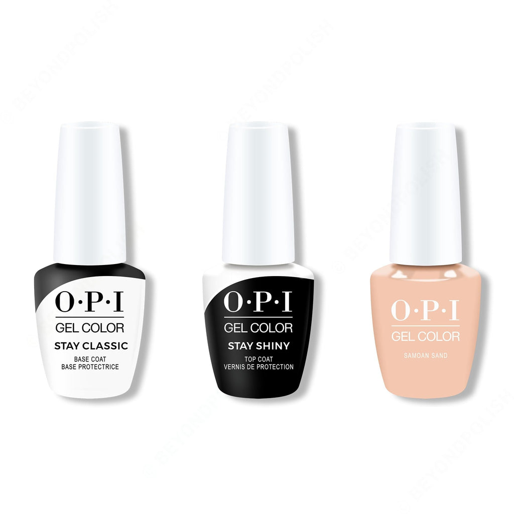 OPI GelColor Combo - Stay Classic Base, Shiny Top & Samoan Sand - Professional Care
