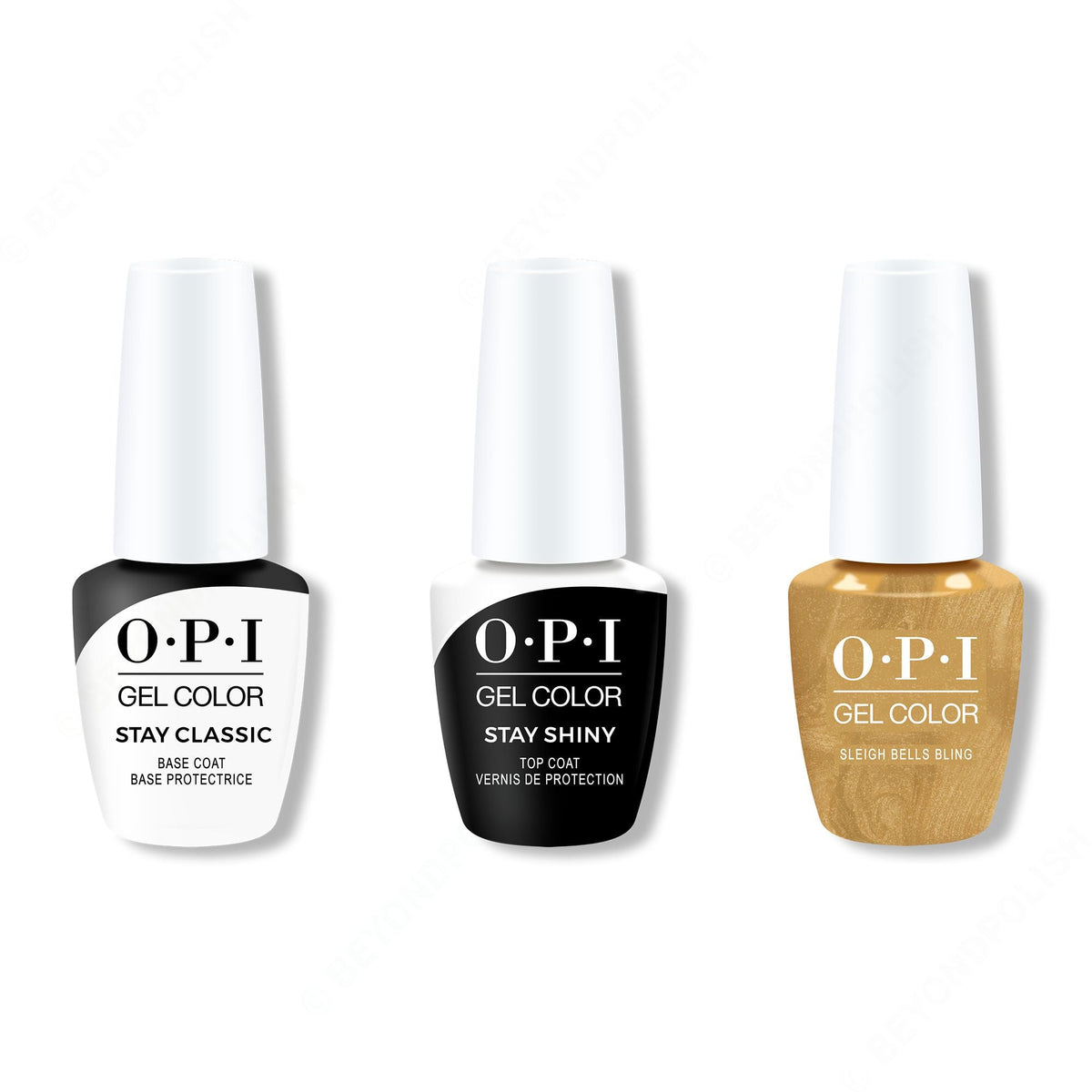 OPI GelColor Combo - Stay Classic Base, Shiny Top & Sleigh Bells Bling - Professional Care