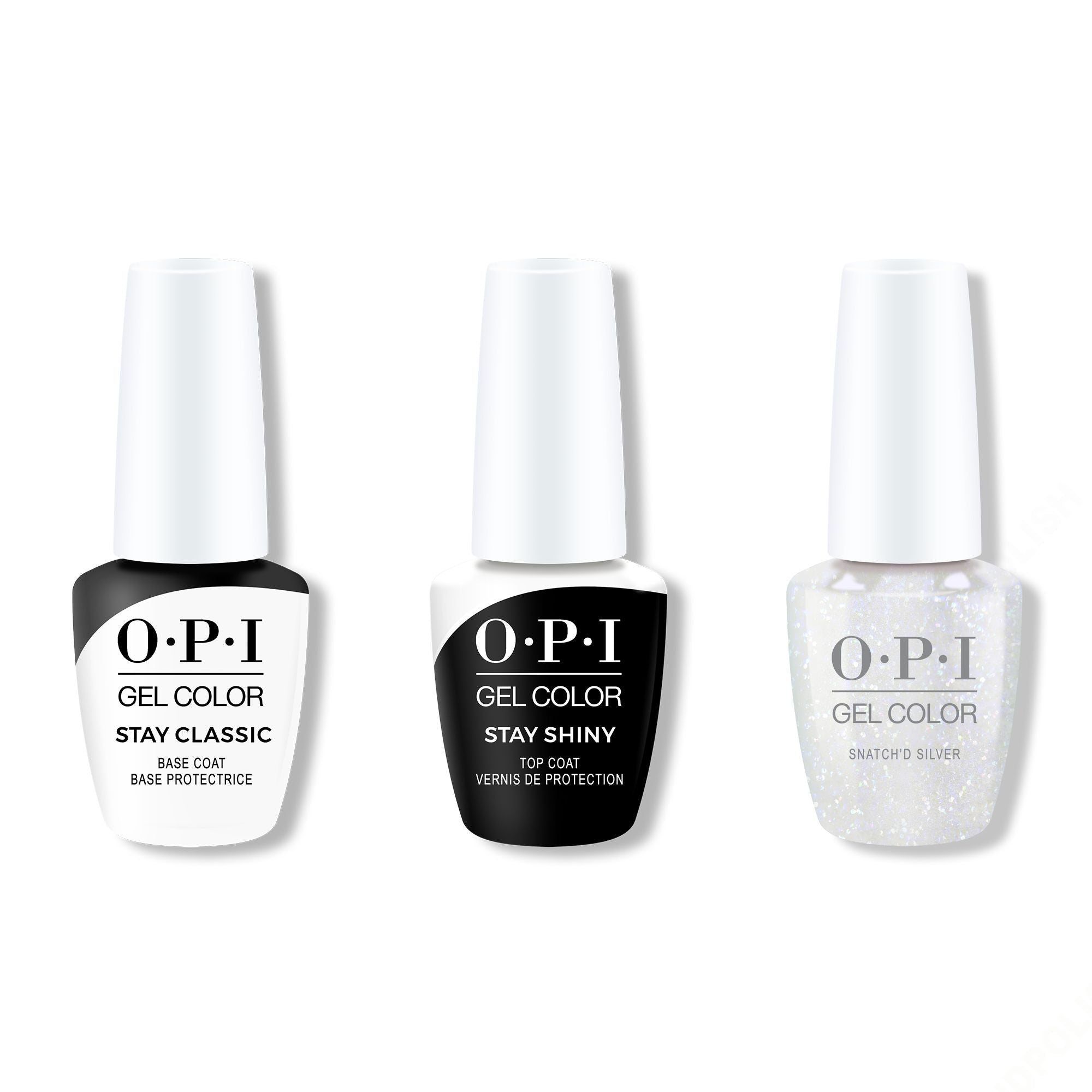 OPI GelColor Combo - Stay Classic Base, Shiny Top & Snatch'd Silver - Professional Care