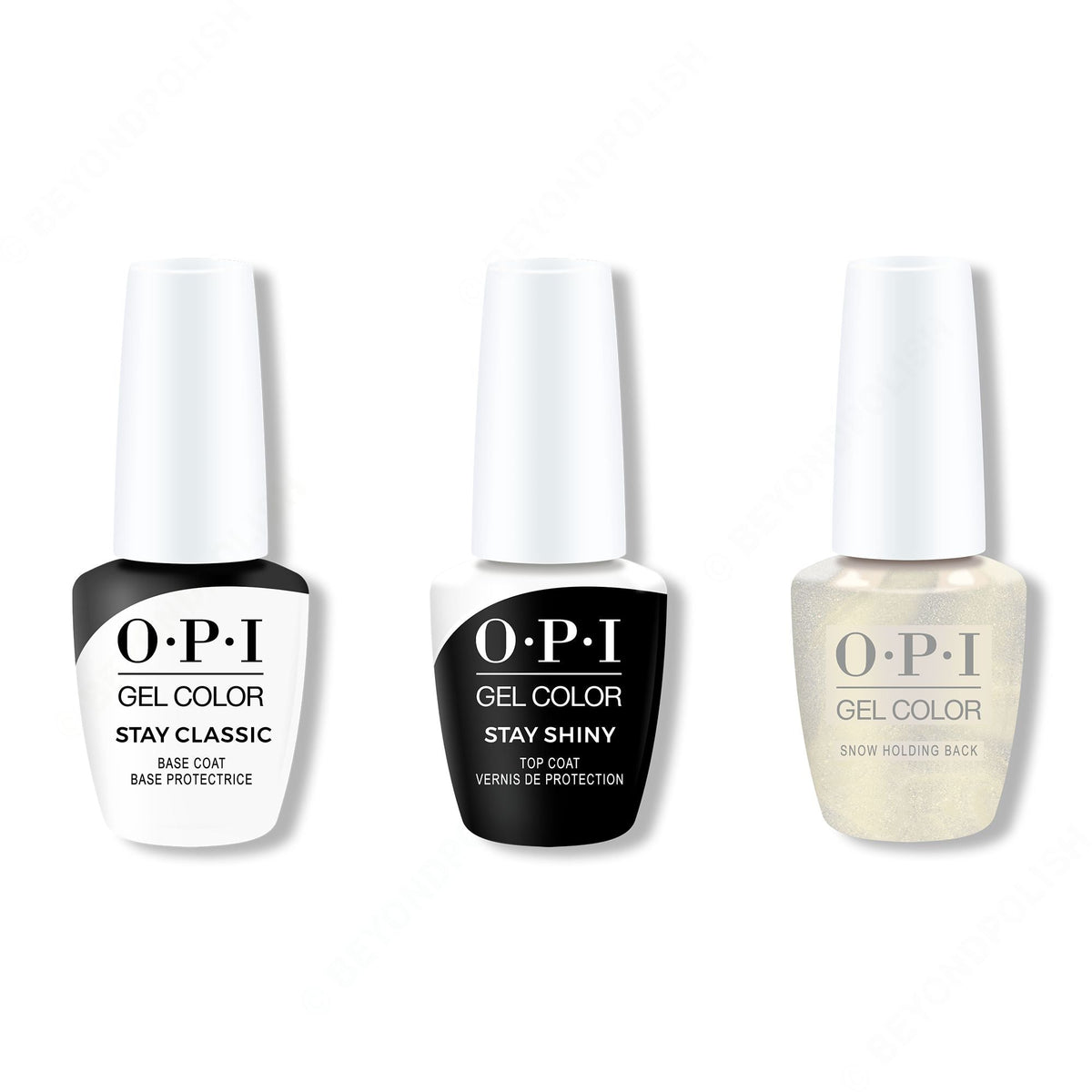 OPI GelColor Combo - Stay Classic Base, Shiny Top & Snow Holding Back - Professional Care