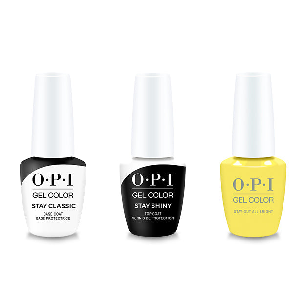 OPI GelColor Combo - Stay Classic Base, Shiny Top & Stay Out All Bright - Professional Care