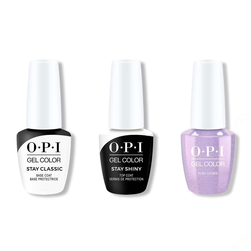 OPI GelColor Combo - Stay Classic Base, Shiny Top & Suga Cookie - Professional Care