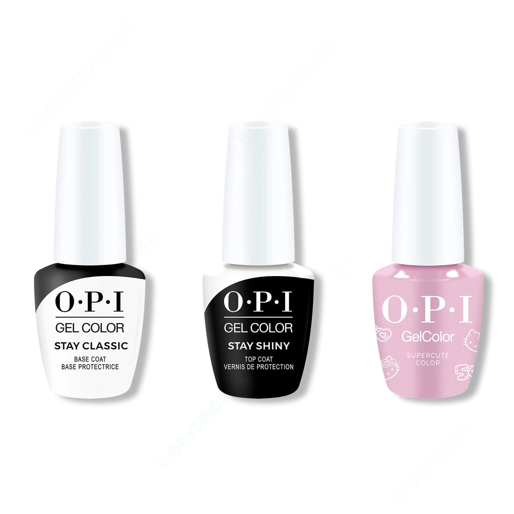 OPI GelColor Combo - Stay Classic Base, Shiny Top & Supercute Color - Professional Care