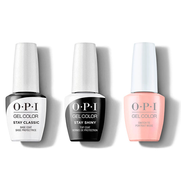 OPI GelColor Combo - Stay Classic Base, Shiny Top & Switch To Portrait Mode - Professional Care