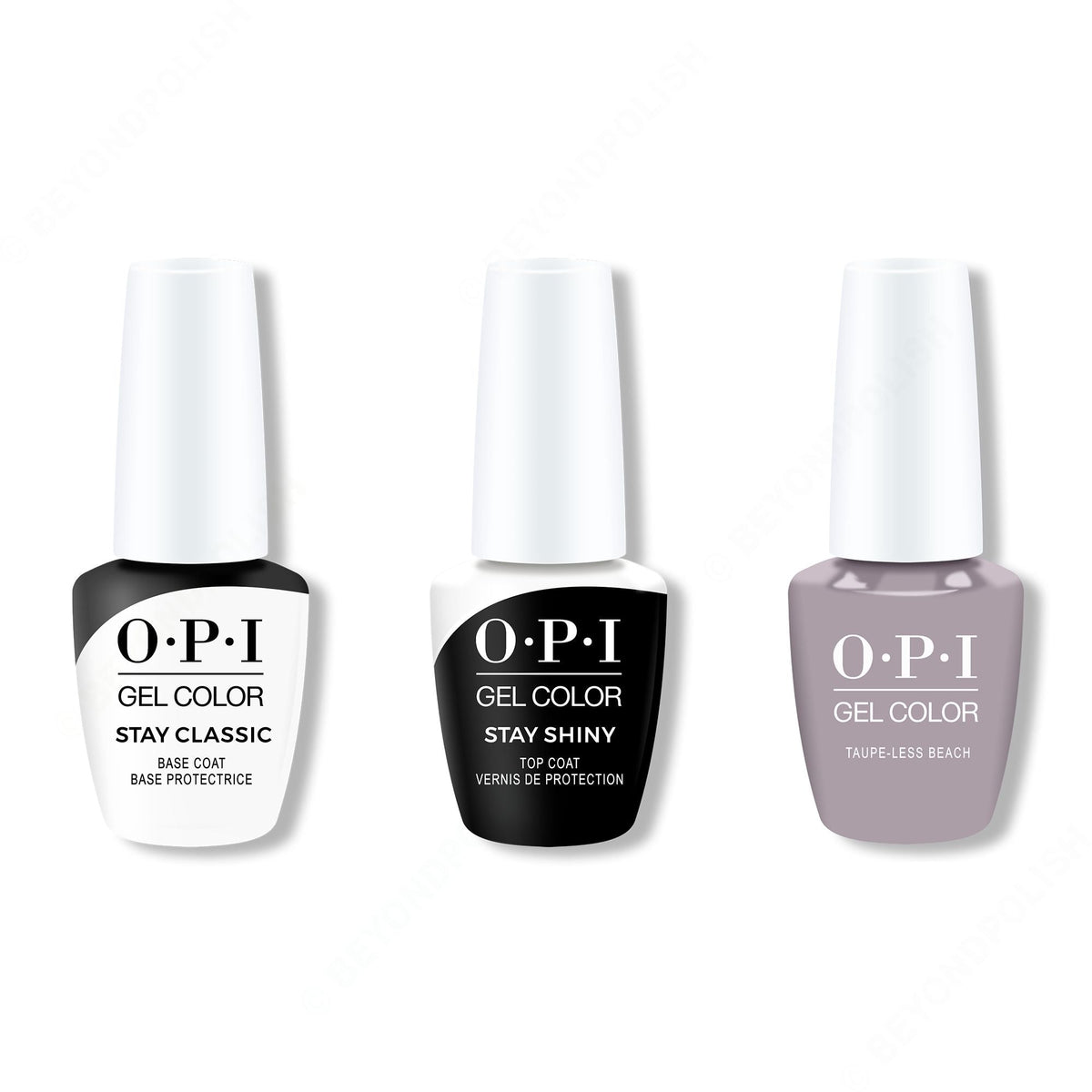 OPI GelColor Combo - Stay Classic Base, Shiny Top & Taupe-less Beach - Professional Care