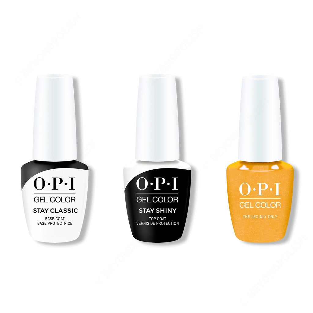 OPI GelColor Combo - Stay Classic Base, Shiny Top & The Leo-nly One - Professional Care
