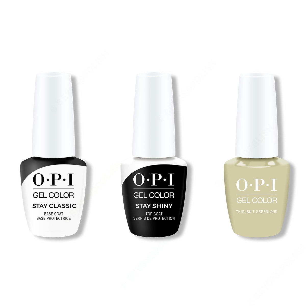 OPI GelColor Combo - Stay Classic Base, Shiny Top & This Isn't Greenland - Professional Care