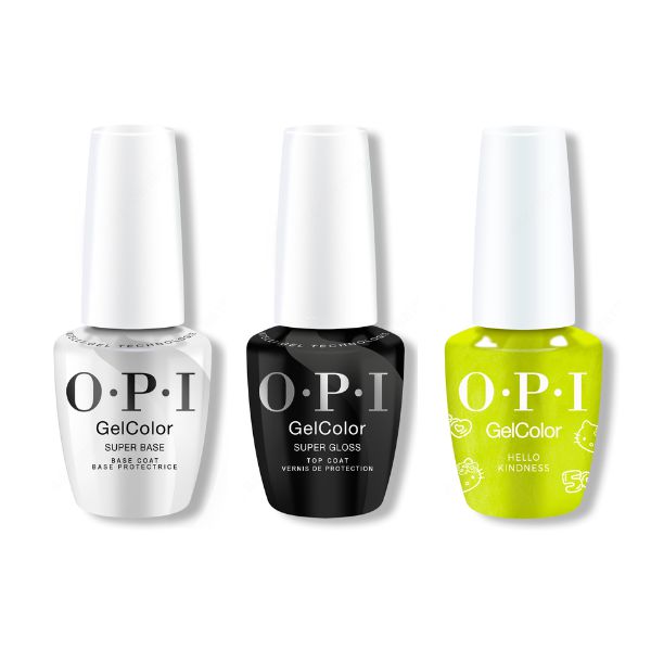 OPI GelColor Combo - Super Base, Super Gloss Top & Hello Kindness - Professional Care