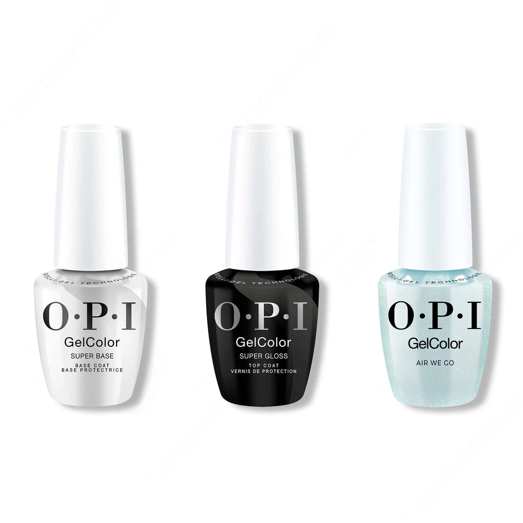 OPI GelColor Intelli-Gel Combo - Super Base Coat, Super Gloss Top Coat & Air We Go - Professional Care