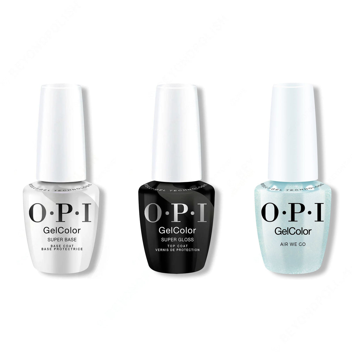 OPI GelColor Intelli-Gel Combo - Super Base Coat, Super Gloss Top Coat & Air We Go - Professional Care