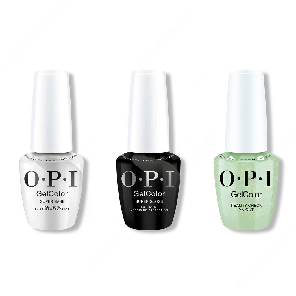 OPI GelColor Intelli-Gel Combo - Super Base Coat, Super Gloss Top Coat & AppointMINT Confirmed - Professional Care