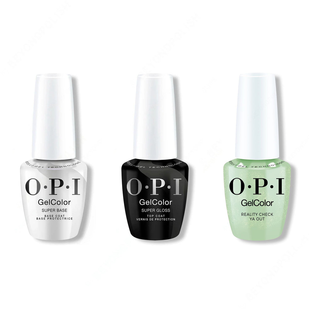 OPI GelColor Intelli-Gel Combo - Super Base Coat, Super Gloss Top Coat & AppointMINT Confirmed - Professional Care