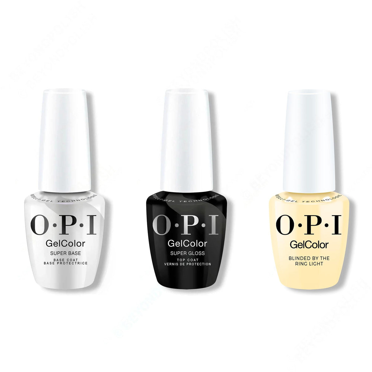 OPI GelColor Intelli-Gel Combo - Super Base Coat, Super Gloss Top Coat & Blinded By The Ring Light 0.5 Oz
