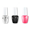 OPI GelColor Intelli-Gel Combo - Super Base Coat, Super Gloss Top Coat & Bright Where I Belong! - Professional Care